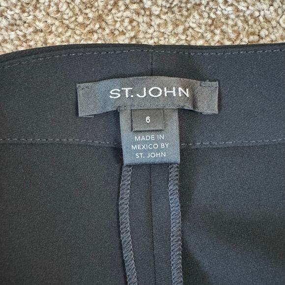 St. John Women's Size 6 Diana Straight Leg Crepe Marocain Black Pants Career - Picture 6 of 12